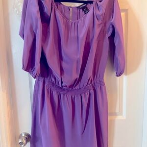 White House Black Market 100% Silk Violet Summer Blouson Dress